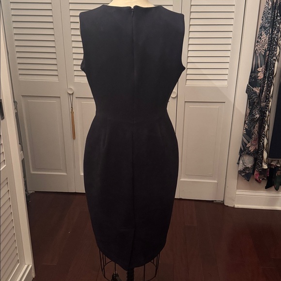 Calvin Klein faux suede navy sheath dress with gold front zipper Size M - Picture 2 of 3
